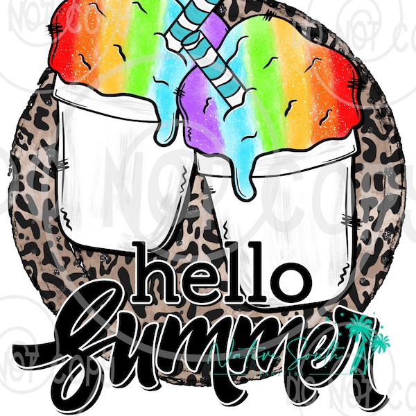 Hello summer snow cone leopard print/summer print/Sublimation Print/DIY sublimation/ ready to press transfer/No digitals sold