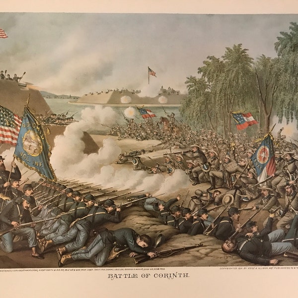 Battle of Corinth - Copyrighted 1891 by Kurz and Allison,  Art Publishers, 76 & 78 Wabash, Chicago