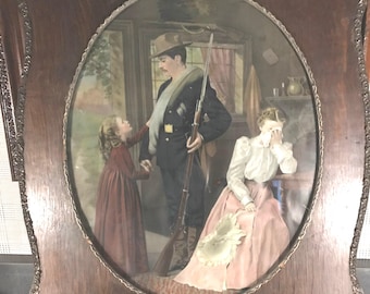 A Heart Breaking Parting - Victorian Hand colored Lithograph - Mc Loughlin Bros.