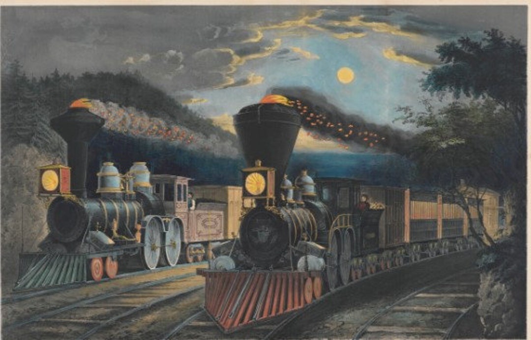 Authentic the lightning Express Trains. leaving the Junction. Frances