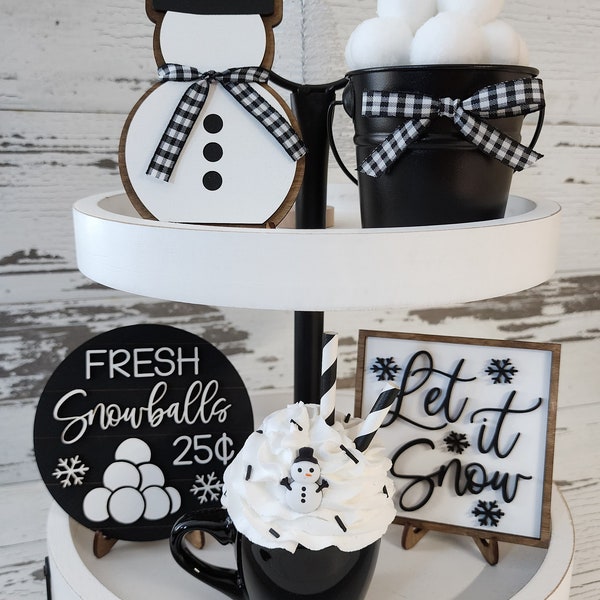 Winter Tiered Tray Decor Bundle Etsy