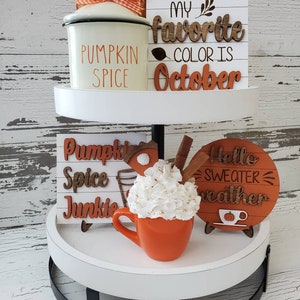 Pumpkin Spice Tiered Tray Decor | Fall Tiered Tray Decor