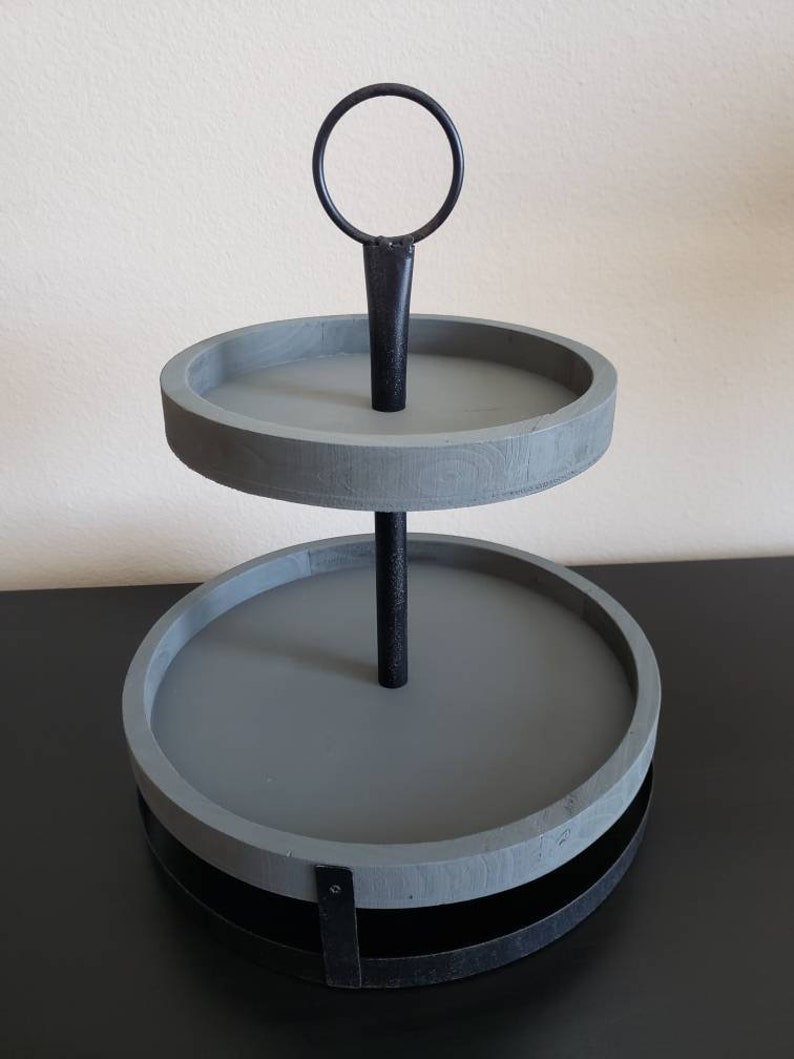 Two Tiered Tray Tiered Tray Wood Tiered Tray Kitchen Decor