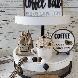 Coffee Tiered Tray Decor | Coffee Bar | Coffee Bean Bag