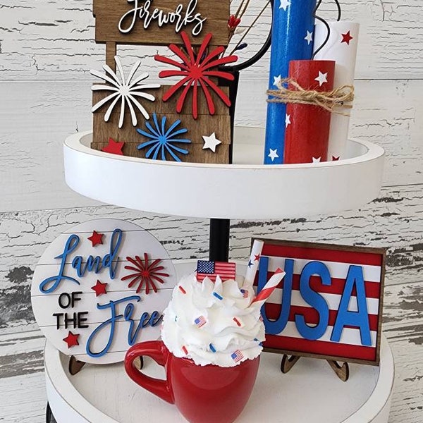 4th of July Tiered Tray Decor Etsy