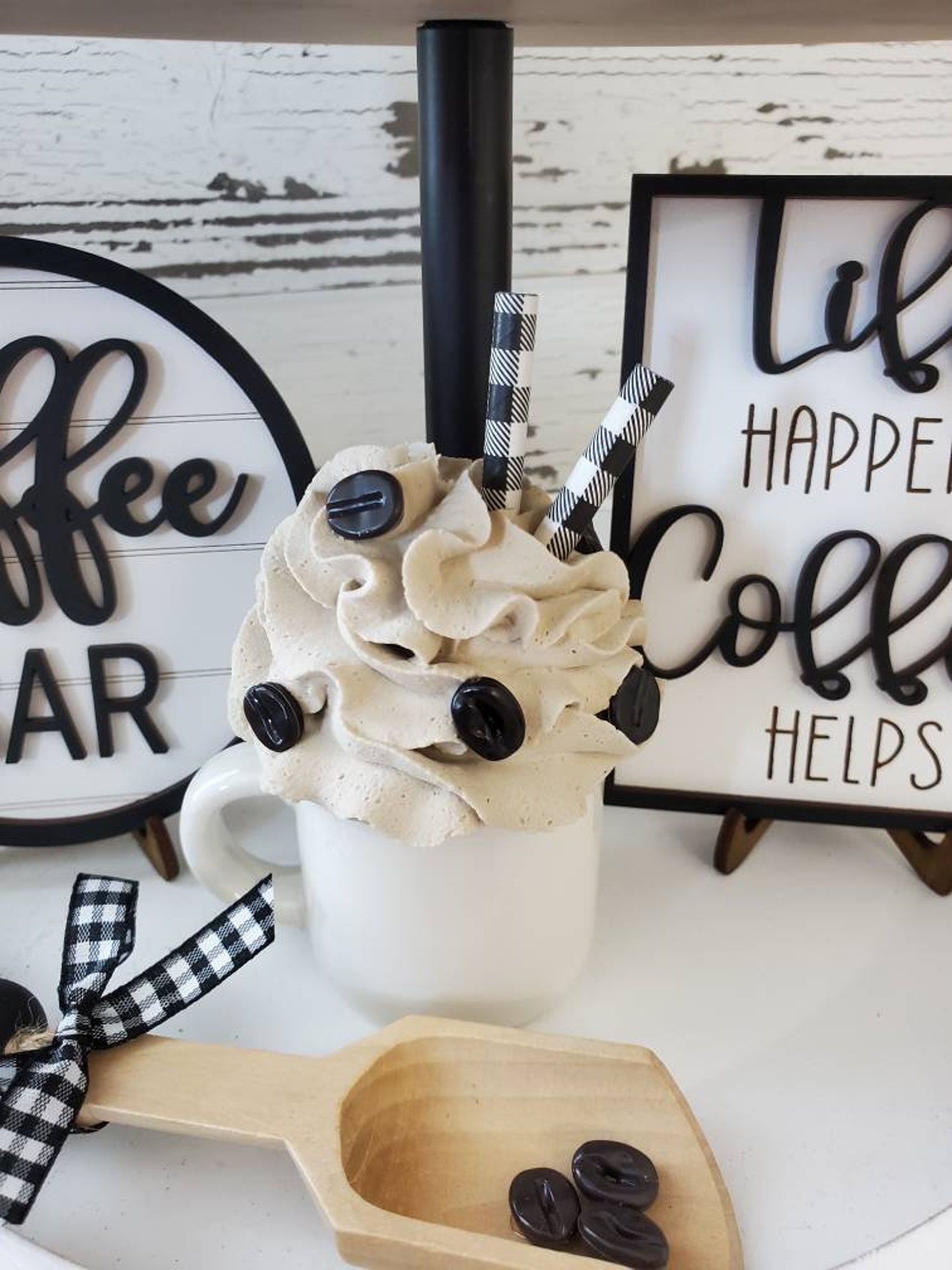 Coffee Tiered Tray Decor Coffee Bar Coffee Bean Bag - Etsy