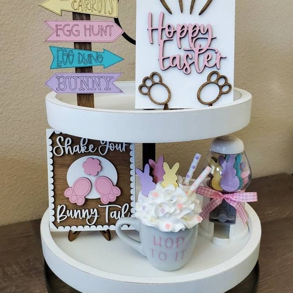 Easter Tiered Tray Decor | Mini Gumball Machine | Happy Easter