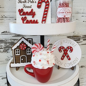Candy Cane Tiered Tray Decor