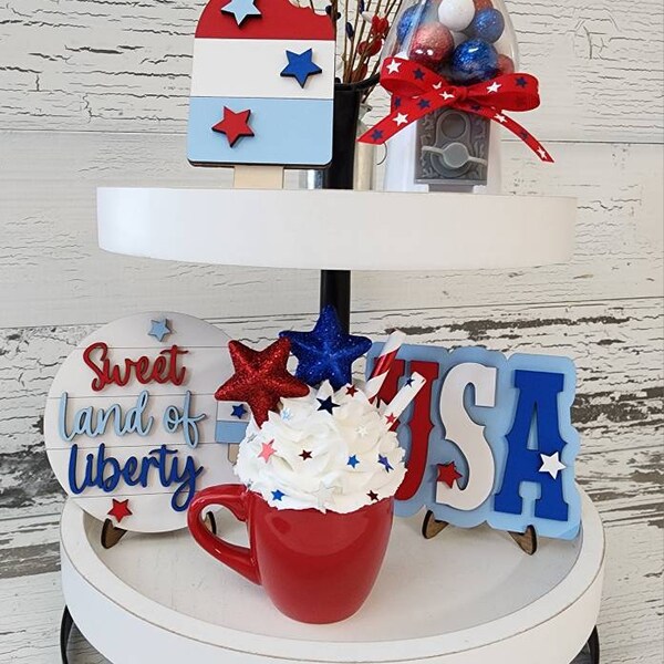 4th of July Tiered Tray Decor Etsy