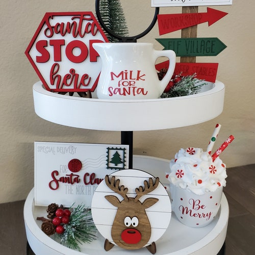 Christmas Tiered Tray Decor Bundle Neutral Christmas Decor Etsy