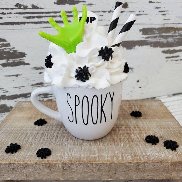 Halloween Mini Coffee Mug with Faux Whipped Cream Topper