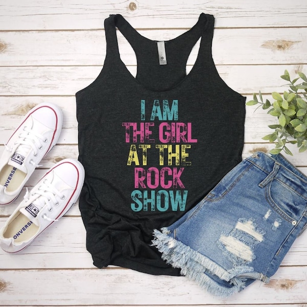 Fun Concert Racerback Tank - I am the girl at the rock show - Blink 182 - Punk Rock Shirt, Vintage Concert Tank 90's Music Shirt