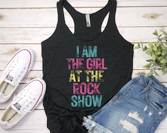 Fun Concert Racerback Tank - I am the girl at the rock show - Blink 182 - Punk Rock Shirt, Vintage Concert Tank 90's Music Shirt