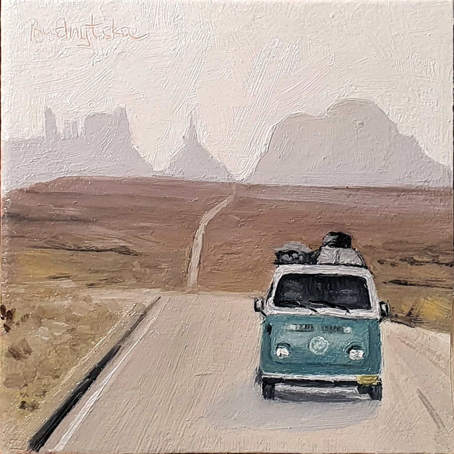Camper Painting Travel Painting Camper Bus Wall Art Car on Etsy