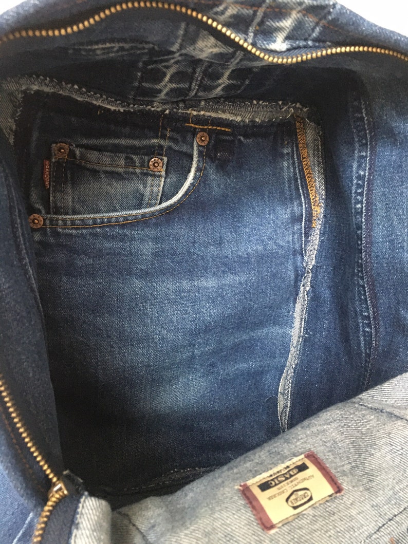 denim upcycle Bella backpack ryggs\u00e4ck rug sack Jeans Backpack small bag recycled clothing