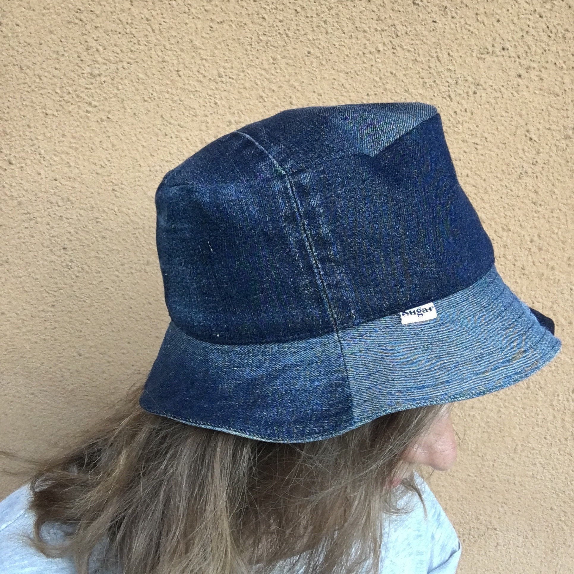 Reversible Denim Bucket Hat Upcycled 