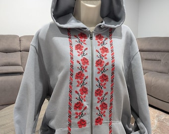 Sweat à capuche brodé ukrainien Vyshyvanka (fabriqué sur commande)