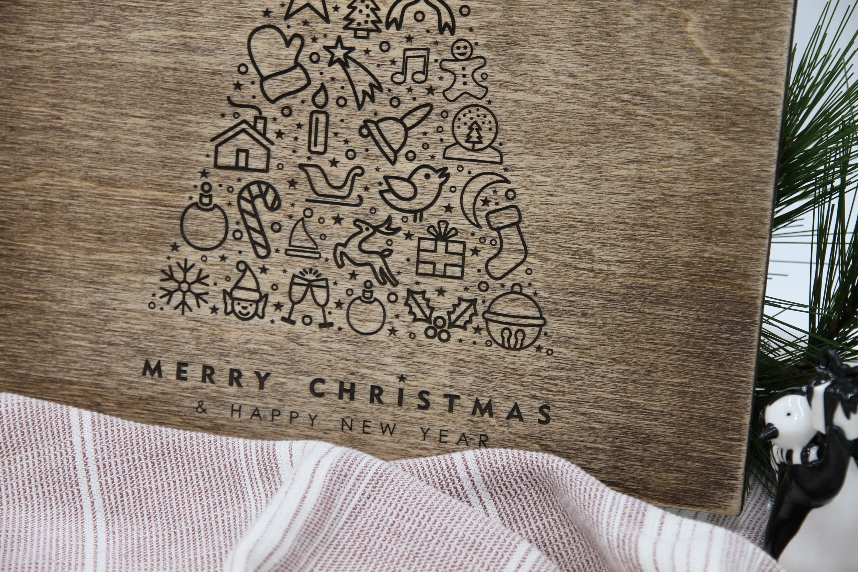 Iconic Christmas Tree Engraved Wood Panel Christmas Etsy