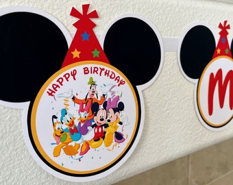 Guirnalda de cumpleaños de Disney / Decoración de Disney / Pancarta de Disney / Decoración para fiestas de Disney / Guirnalda de cumpleaños de Disney / Decoración para resorts Disney