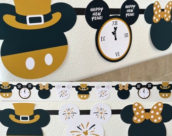 Disney Holiday Banner |  Mickey New Year's Decoration |  Disney New Year's | Disney Garland | Disney Decor | Holiday | Disney Resort Decor