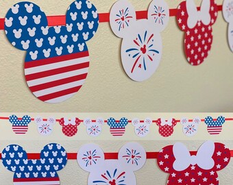 Disney 4th of July Banner |  Mickey 4th of July Decoration |  Disney Summer Banner | Disney Garland |  Disney Holiday | Independence Day