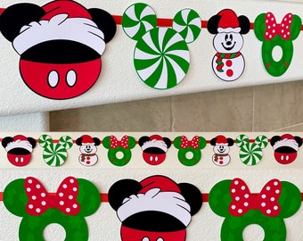 Disney Holiday Banner |  Mickey Christmas Decoration |  Disney Christmas | Disney Garland | Disney Decor | Holiday |Disney Resort Room Decor