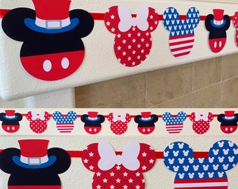 Disney 4th of July Banner |  Mickey 4th of July Decoration |  Disney Summer Banner | Disney Garland |  Disney Holiday | Independence Day