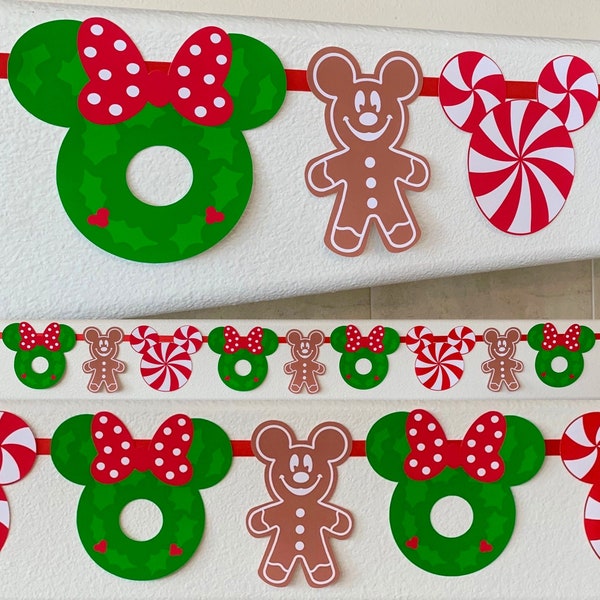 Disney Holiday Banner |  Mickey Christmas Decoration |  Disney Christmas | Disney Garland |  Holiday Decor | Christmas Decoration