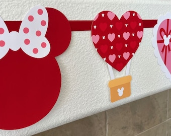 Disney Inspired Valentines Banner |  Mickey Valentines Decoration |  Disney Valentines | Disney Garland |  Holiday Decor | Valentines