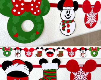 Disney Holiday Banner |  Mickey Christmas Decoration |  Disney Christmas | Disney Garland | Disney Decor | Party Decor | Disney Resort Decor