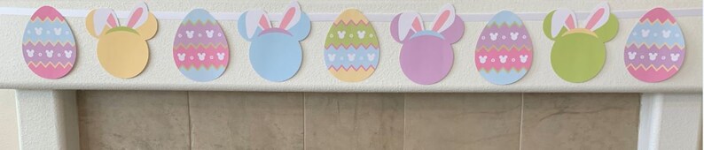 Disney Easter Banner Mickey Easter Decoration Disney Spring Banner Disney Easter Garland Disney Holiday Decor Disney Resort Decor image 2