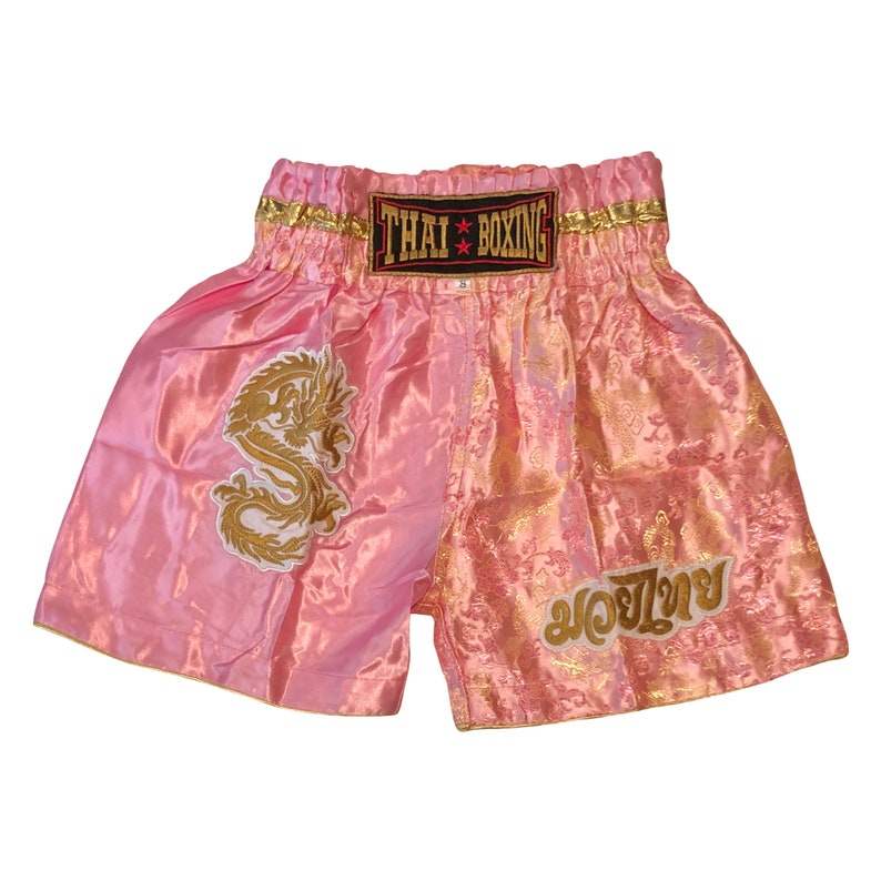 Thai Boxing Shorts Pink Thai Script Etsy