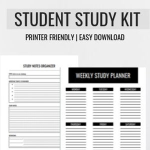 Printable Planner, Study Planner, Printable, Organization Planner, Student Printable, College Printable, High School Printable