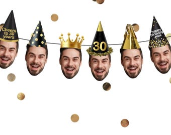 Custom face banner, custom photo head banner, bachelorette groom face banner