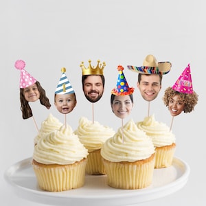 One dozen Picture cupcake toppers, Funny cupcake topper, Face cupcake topper, photo cupcake topper