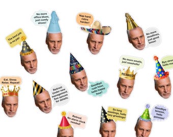 12 Retirement stickers, retired decorations, Retirement favors, Happy retirement, Retirement confetti, Retirement decorations