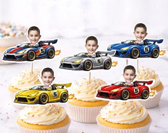 Two Fast Birthday cupcake toppers, Need four speed Party, Fast one race car decorations