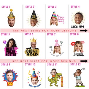 Temporary Birthday Face tattoo, 40th birthday custom head photo tattoos image 4