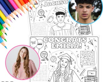 Graduation custom activity page, photo coloring  2026 grad decor, 2026 high school graduate, Digital File