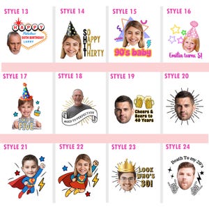 Temporary Birthday Face tattoo, 40th birthday custom head photo tattoos image 5