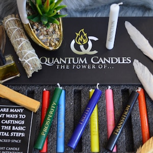 Caja de regalo de velas mágicas con carillón de hechizos de primera calidad con palabras, tamaño cónico de 20 piezas, velas rituales de la ley de la atracción, colores surtidos