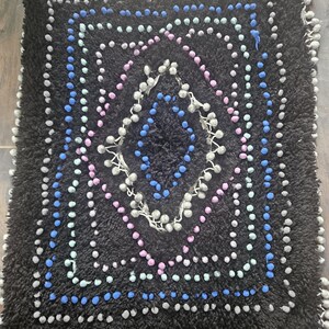 Black Mini Rug with Colorful PomPoms