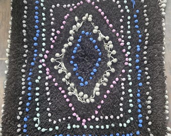 Black Mini Rug with Colorful PomPoms