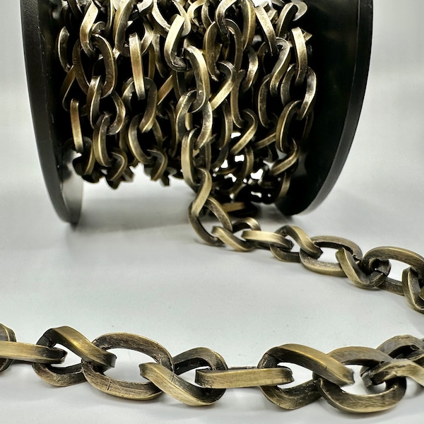 Antique Brass Colored Base Metal Chain by the Foot