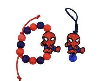 Spider-Guy and Girl Silicone Kid Necklace - Bracelet - Zipper Pull - Sold individually - Red - Blue