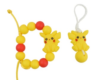 Kid Silicone Bracelets and Zipper Pull - Adjustable - Japanese Cartoon Characters - 6 Designs -  Sold Individually