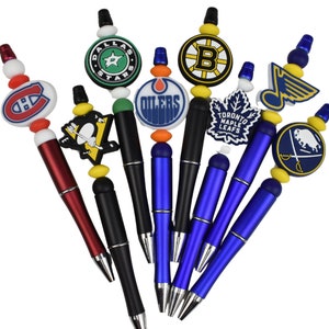 Silicone Beaded Pens/Keychains - Hockey Teams