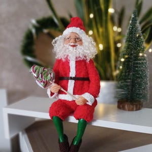 Handmade Polymer Clay Santa Claus Doll: 27cm Christmas Figurine