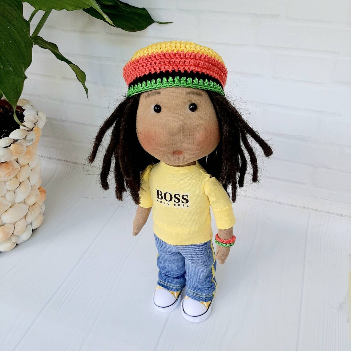 Doll with dreadlocks Reggae doll Jamaican Rasta doll Long Etsy