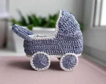 Play Doll Stroller Blue Stroller for Dolls Stroller for Doll Kid Toy Stroller Raffia Cradle